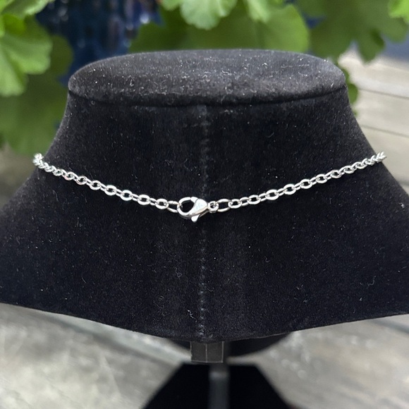 Prada Silver and Tiffany Blue Triangle Pendant Necklace - Picture 4 of 6